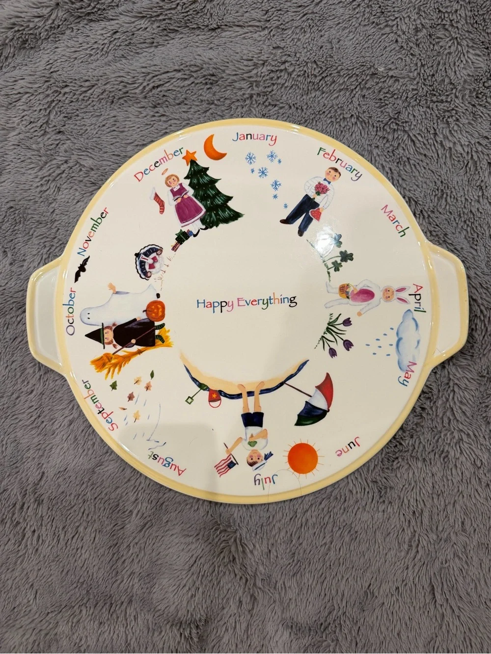 Bed Bath & Beyond Happy Everything Calendar Months Holiday Serving Platter